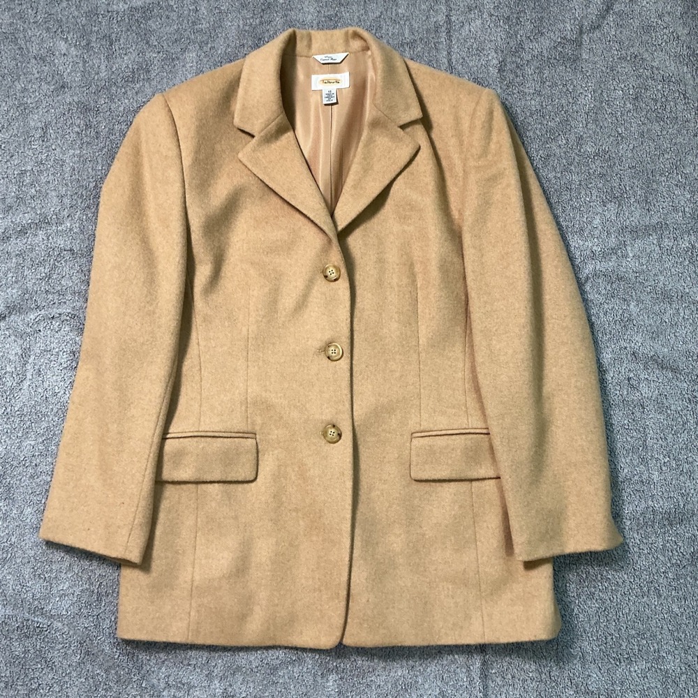 Talbots 100% Pure Camel Hair Blazer Jacket Made in Italy Tan Women 12